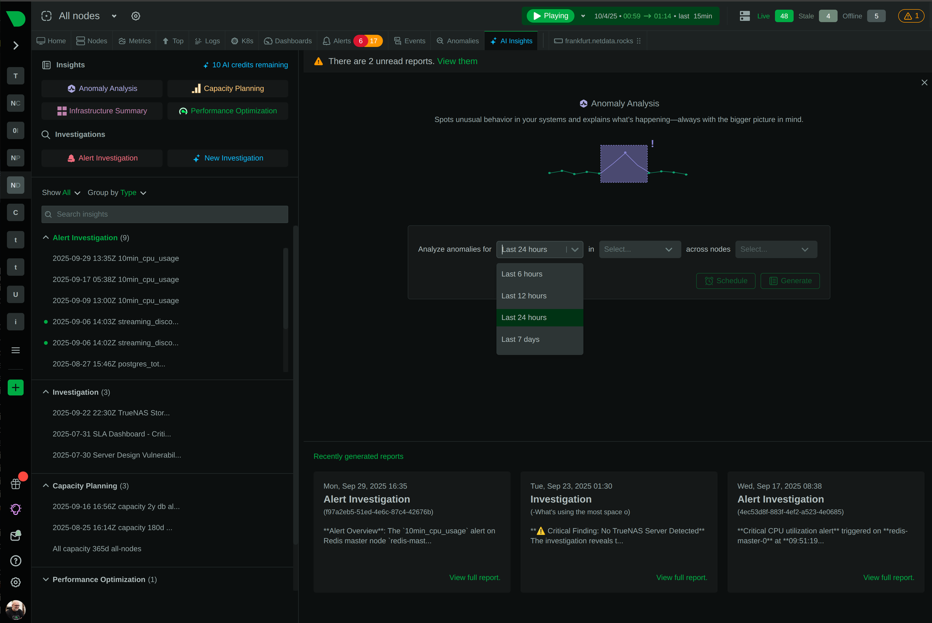 AI Troubleshooting dashboard